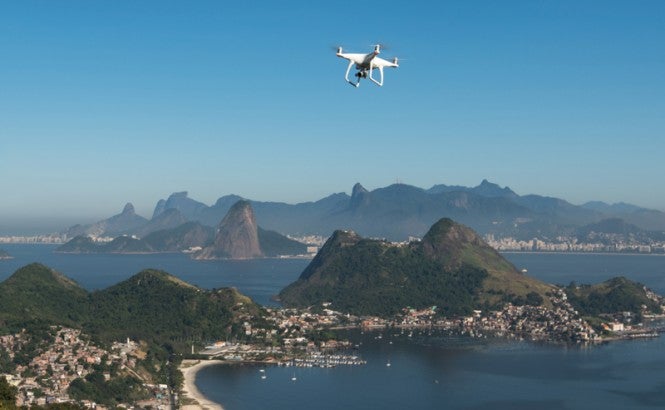 A drone flies over Buenos Aires, Brazil