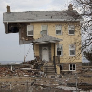 A New Jersey house partially destroyed by Hurricane Sandy