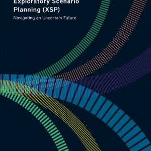 Cover of the report titled "How to Use Exploratory Scenario Planning (XSP)" by Jeremy Stapleton. Cover is an abstract design with a black background and lines going in several directions.