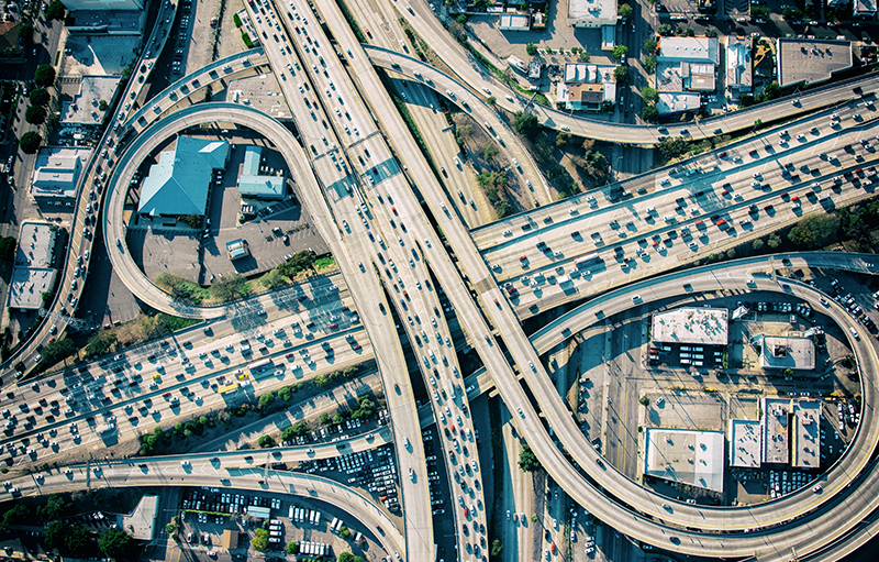 Interstates 10 and 101 in Los Angeles. . Image: Interstates 10 and 101 in Los Angeles.