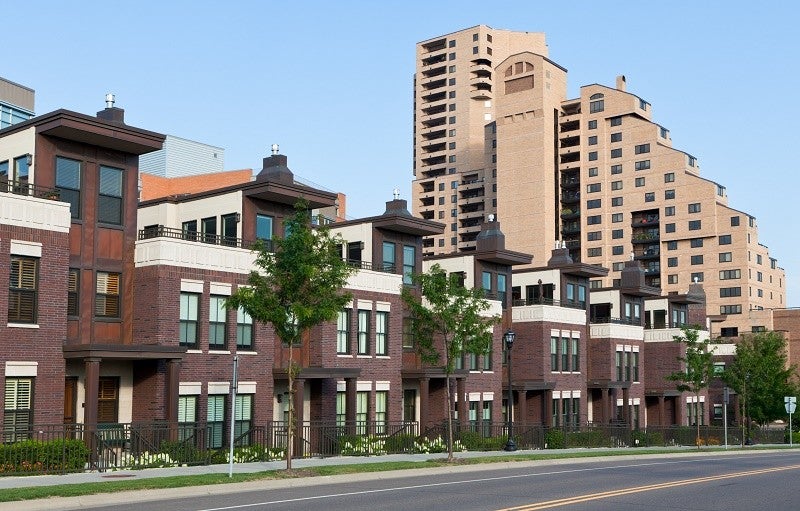 A row of brick housing in Minneapolis.