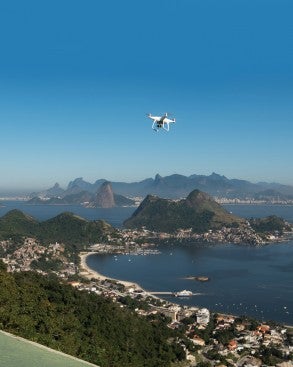 Credit: iStock/dabidy A drone flies over Buenos Aires, Brazil
